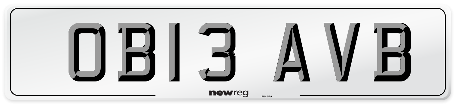 OB13 AVB Number Plate from New Reg